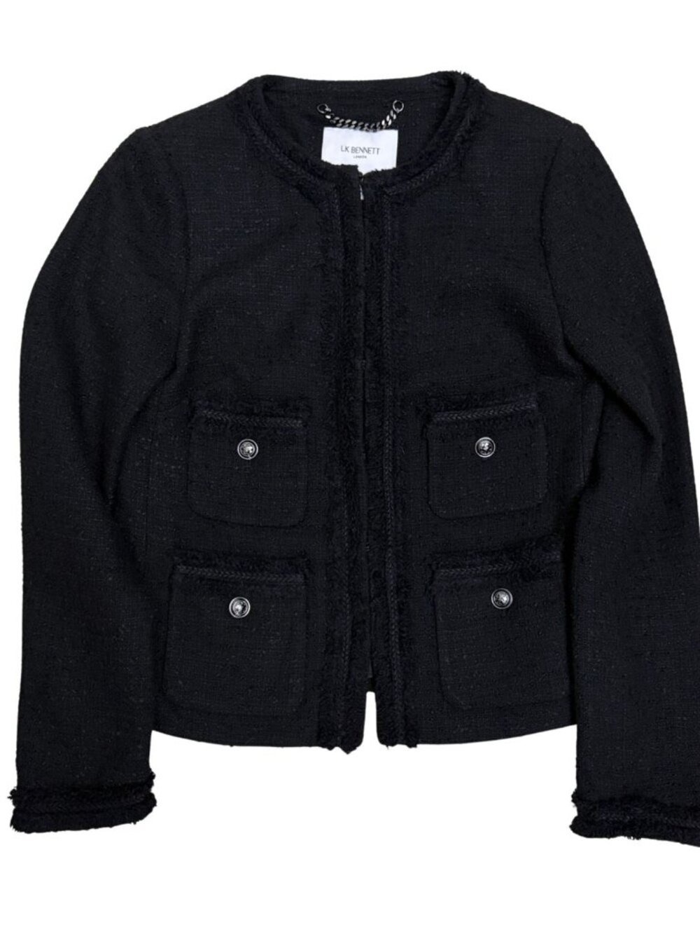 LK Bennett Tweed Black Jacket Luxury Designer Business Casual Coat Womens 4